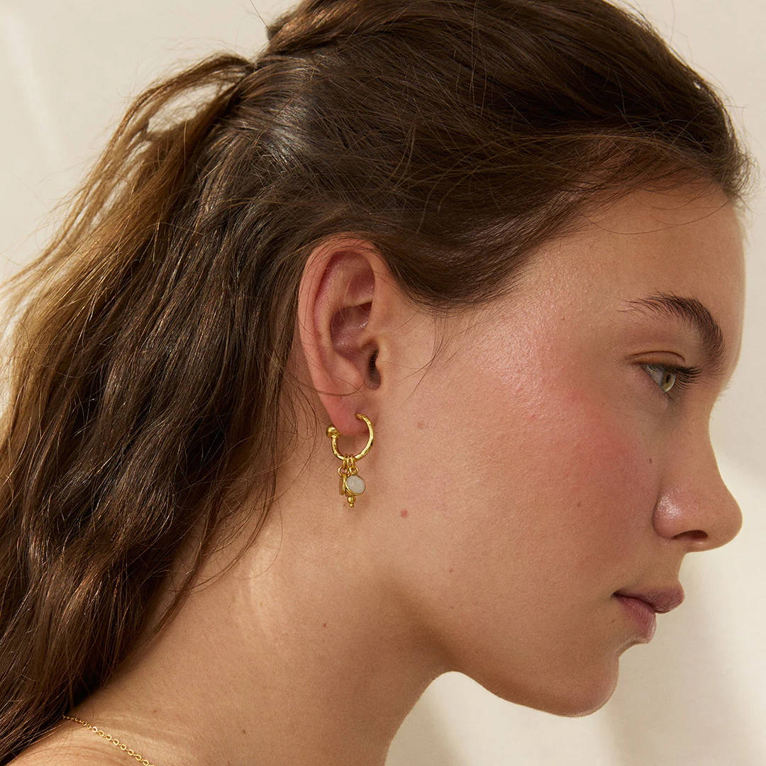 Nori Hoop Earrings White Moonstone - Image 2