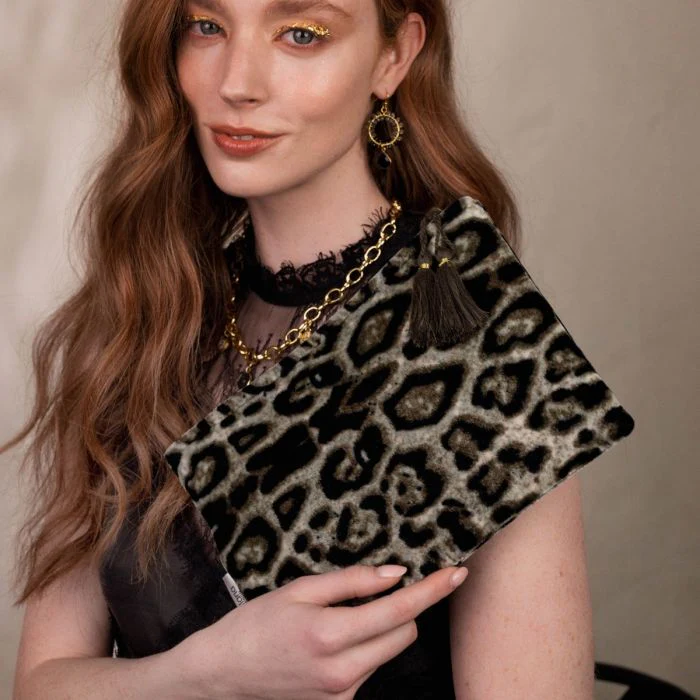 North Leopard Print Velvet Pouch - Image 3