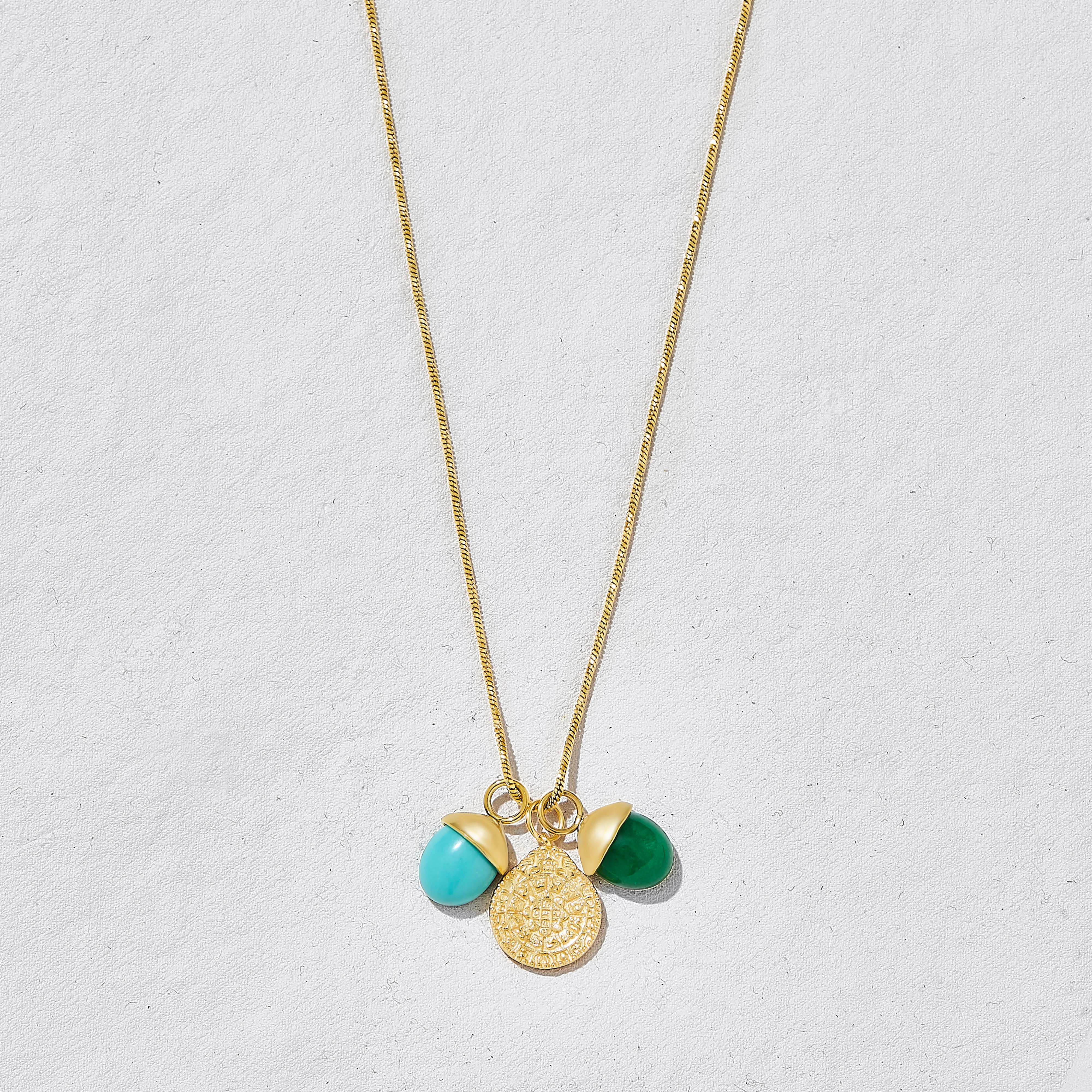 Oasis Gemstone Charm Necklace Green And Turquoise