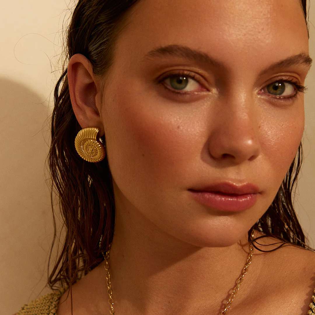 Ocean Shores Gold Shell Earrings - Image 2
