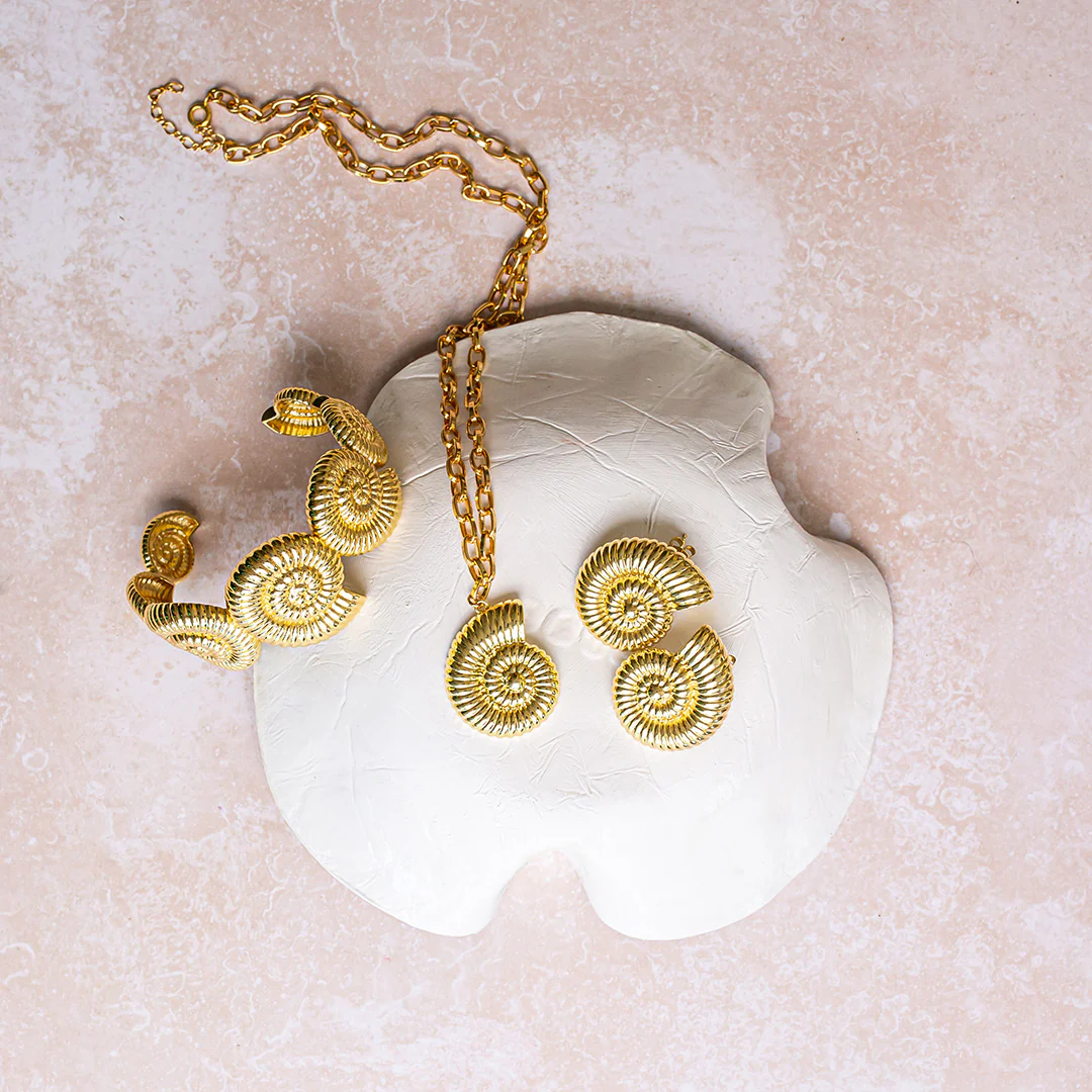 Ocean Shores Gold Shell Earrings - Image 4