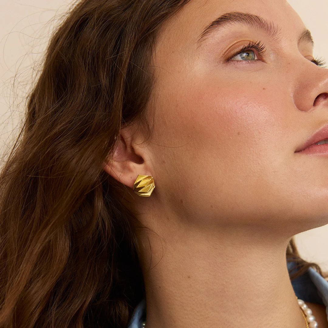 Origami Gold Earrings - Image 2