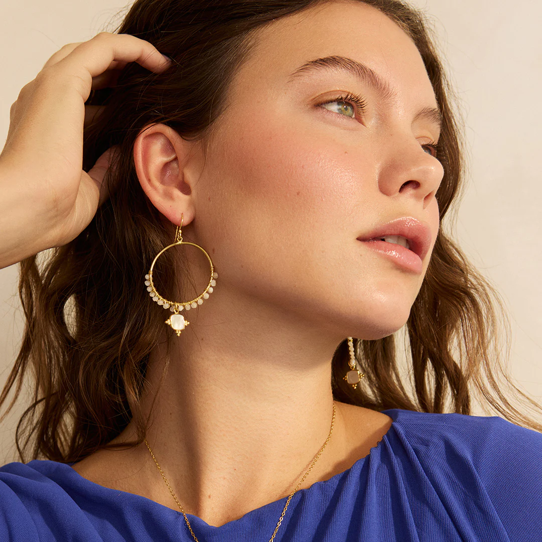 Parga Pearl Hoop Earrings Pearl - Image 2