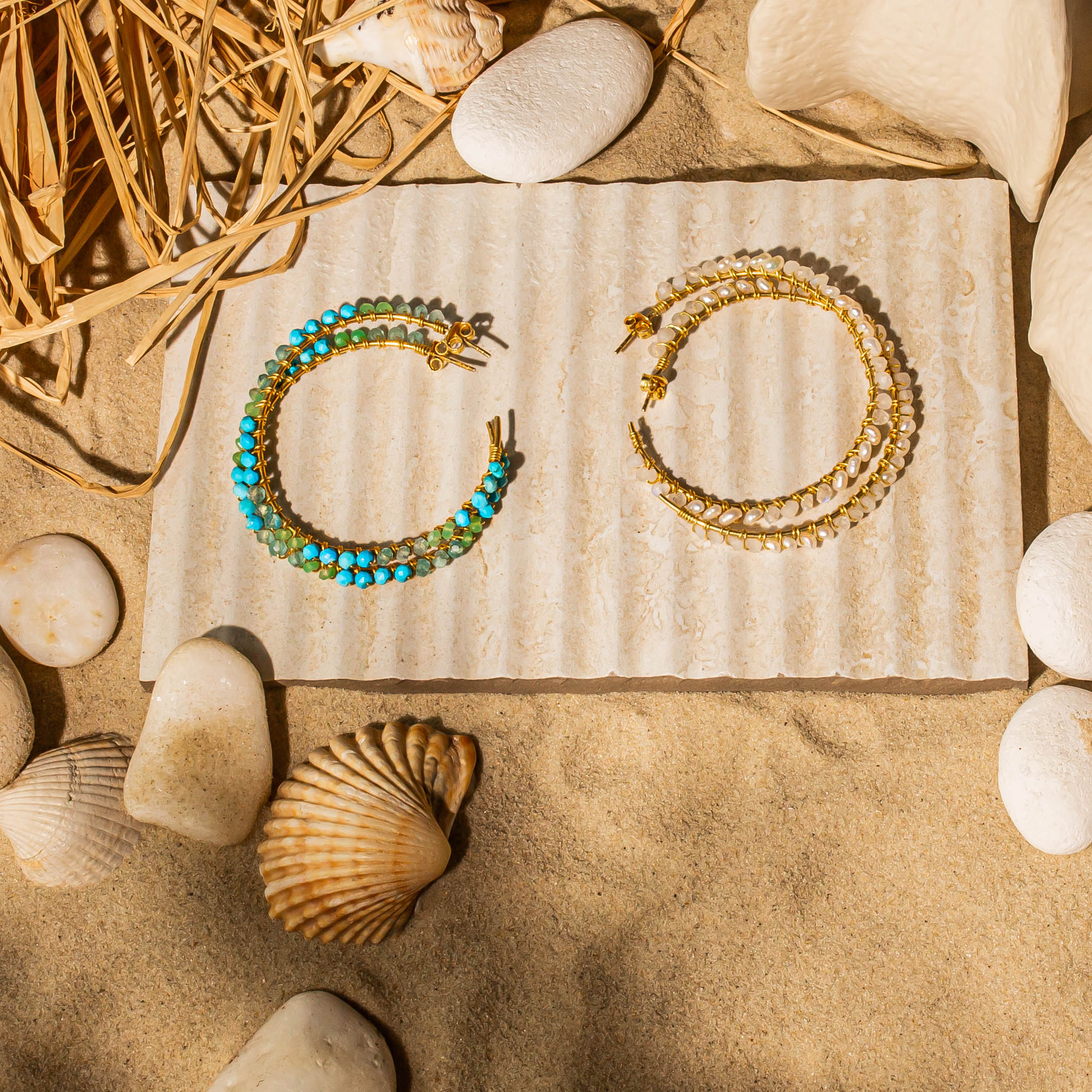 Parker Hoop Earrings Aqua & Turquoise - Image 3
