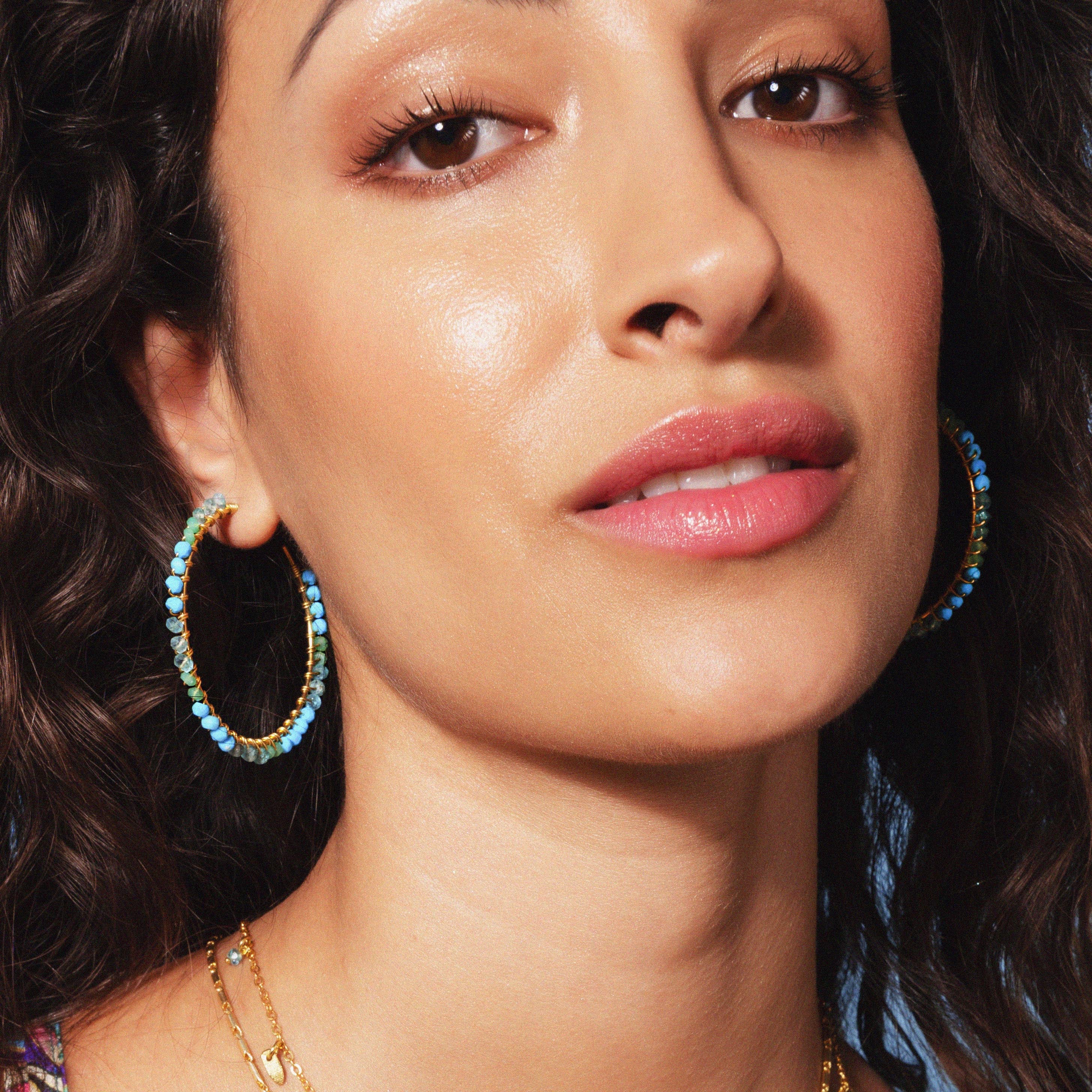 Parker Hoop Earrings Aqua & Turquoise - Image 4