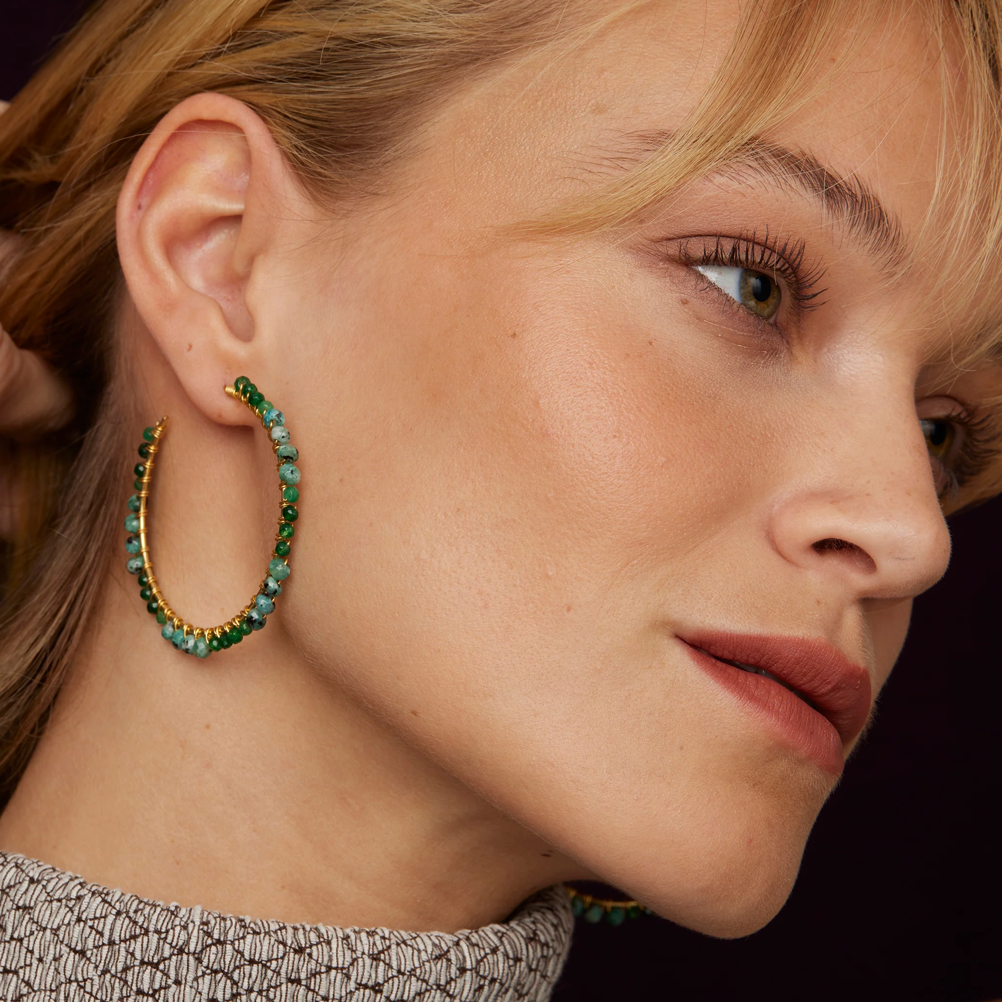 Parker Hoop Earrings Dark Green - Image 2