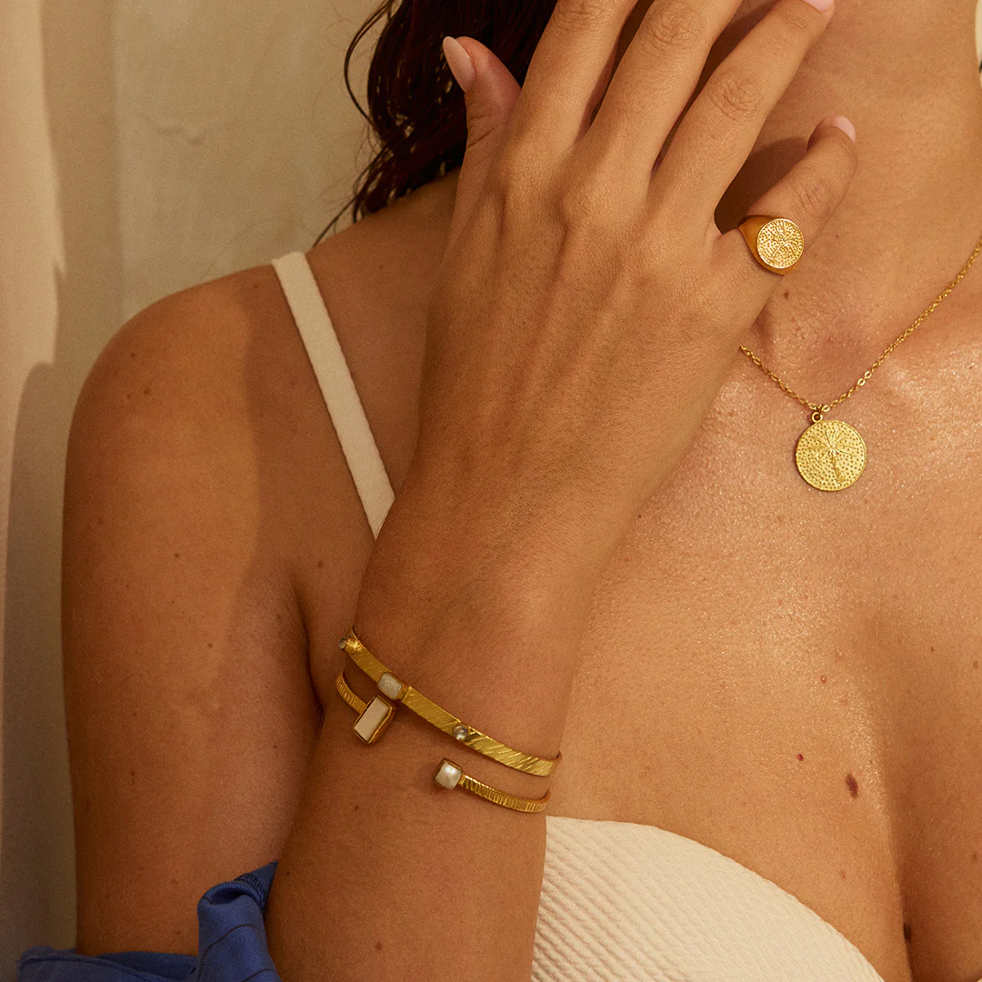 Paros Gemstone Set Bangle white - Image 2