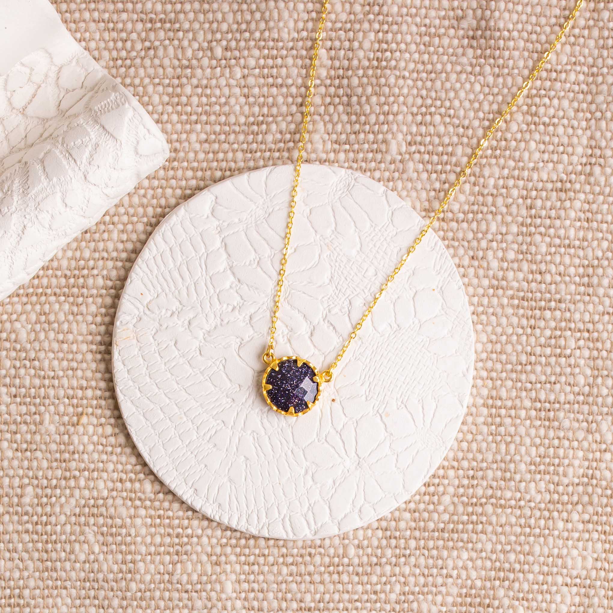 Petite Navy Sunstone Necklace - Image 2