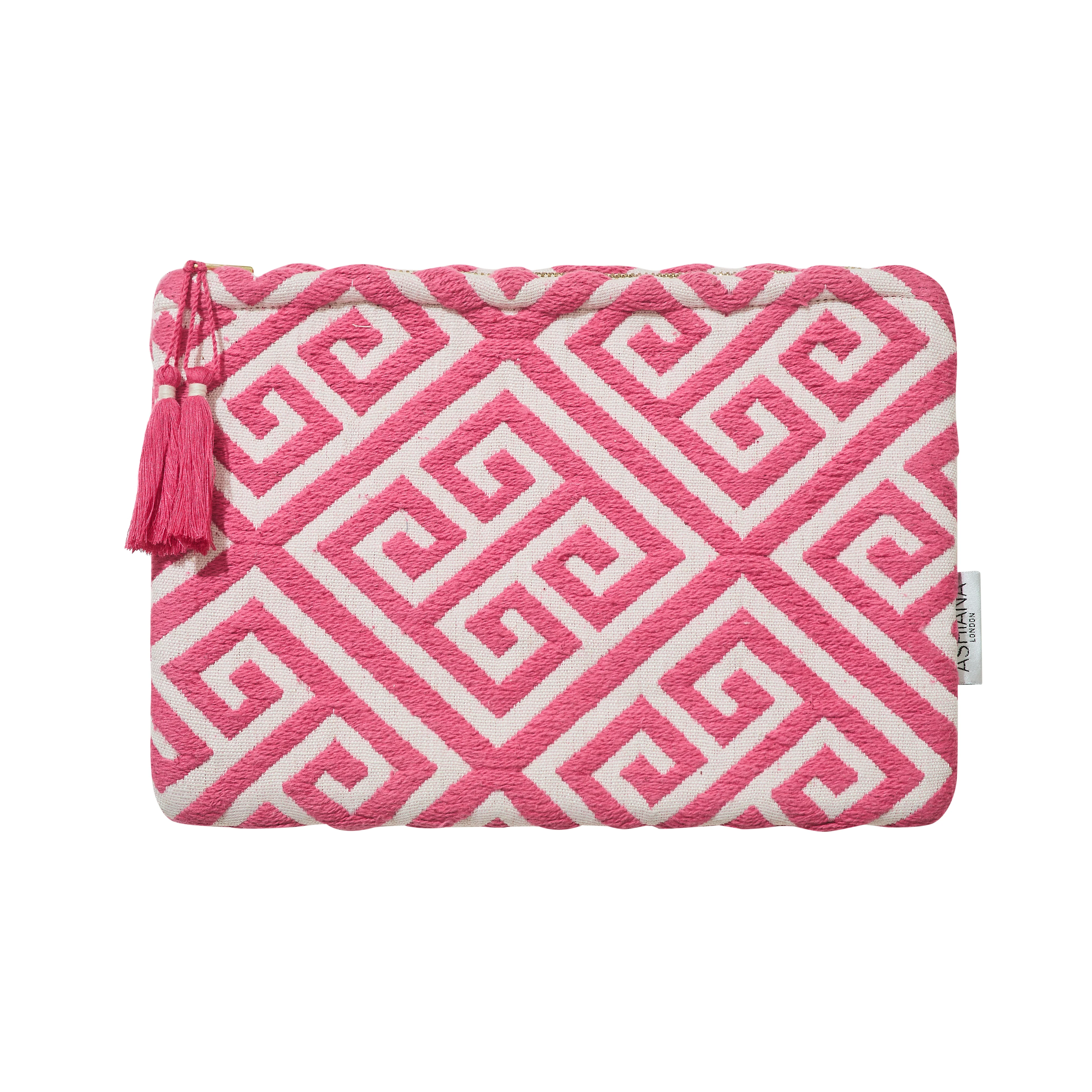 Pink Geometric Jacquard Pouch