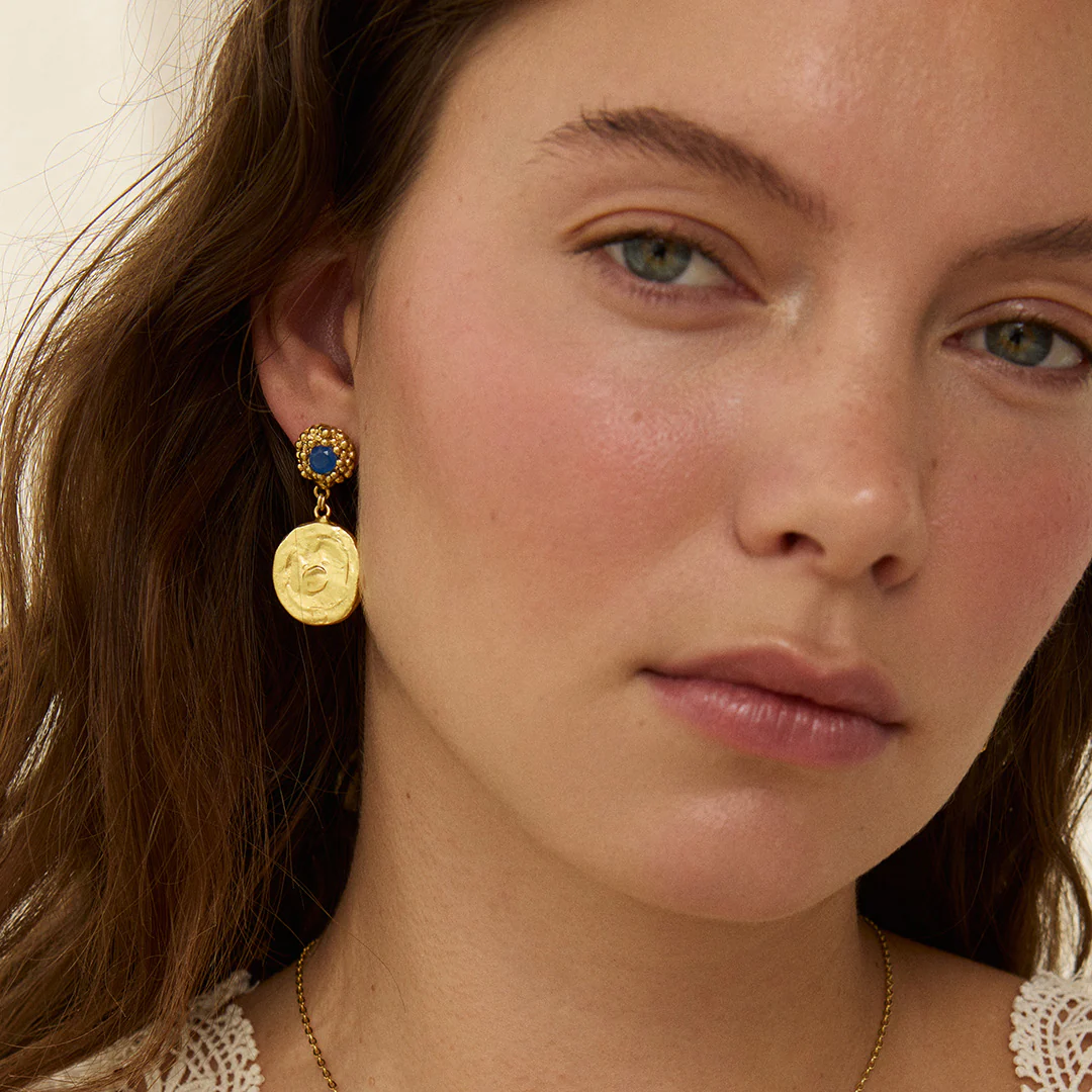 Poppy Flower Stud Coin Earrings - Image 2