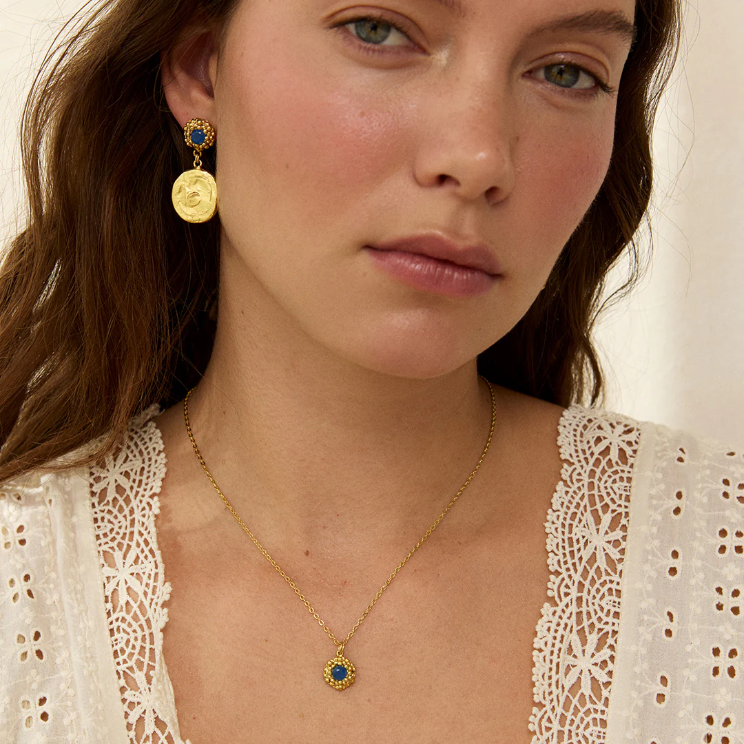 Poppy Flower Stud Coin Earrings - Image 3