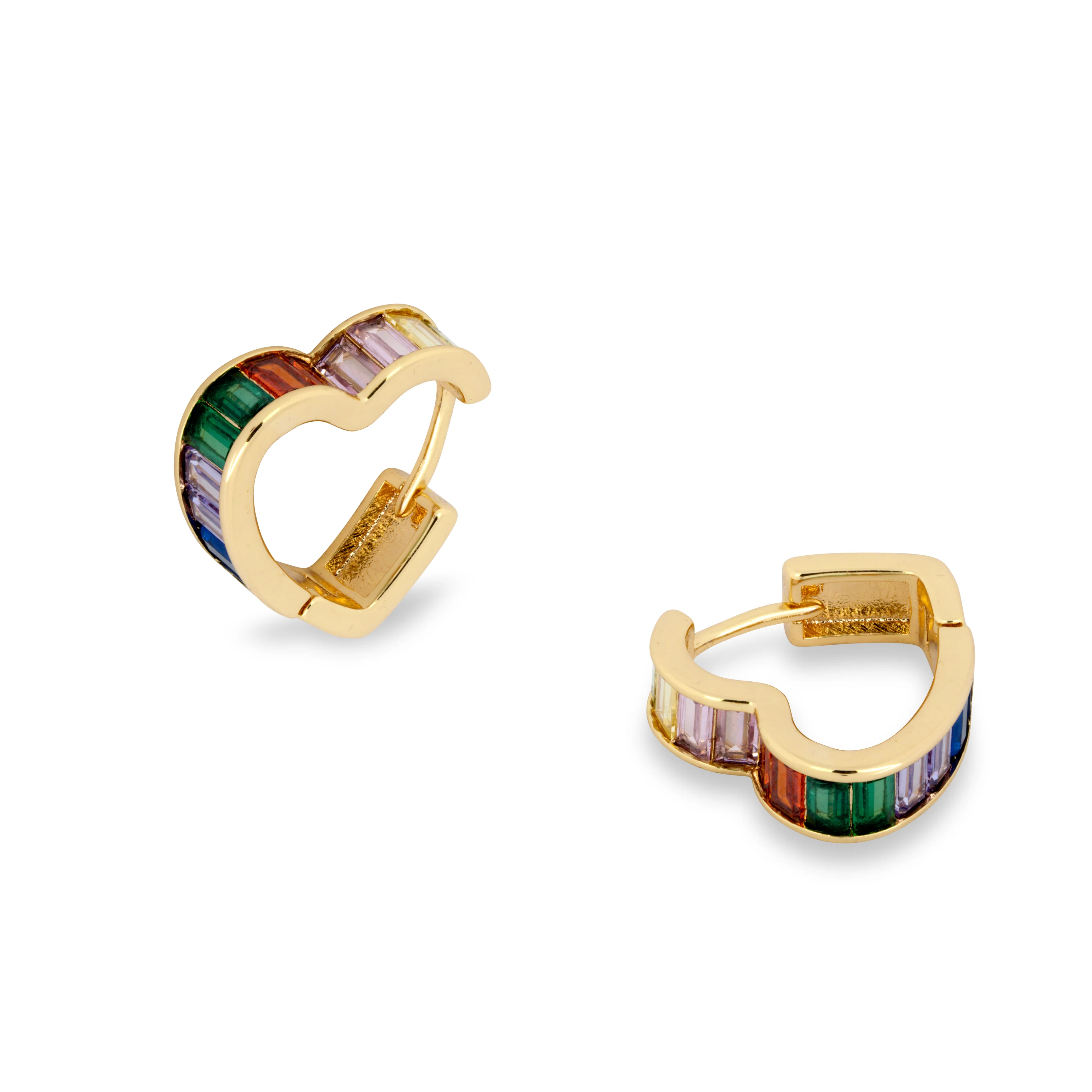 Rainbow Heart Huggie Earrings
