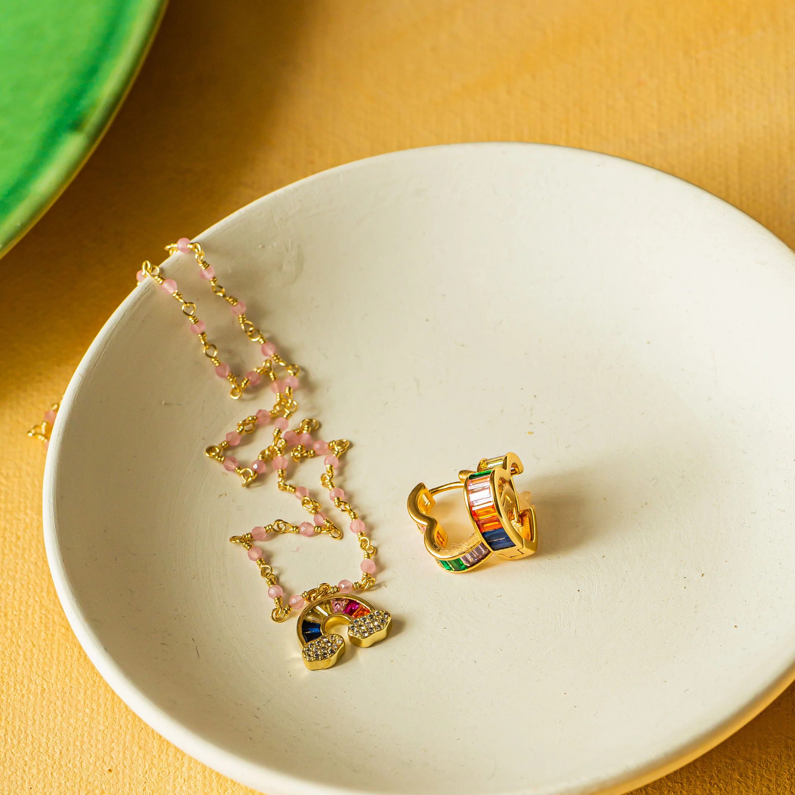 Rainbow Heart Huggie Earrings - Image 2