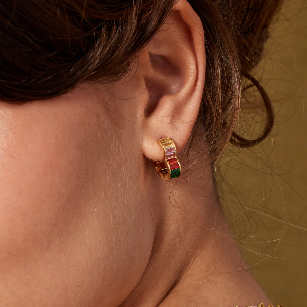 Rainbow Heart Huggie Earrings - Image 3