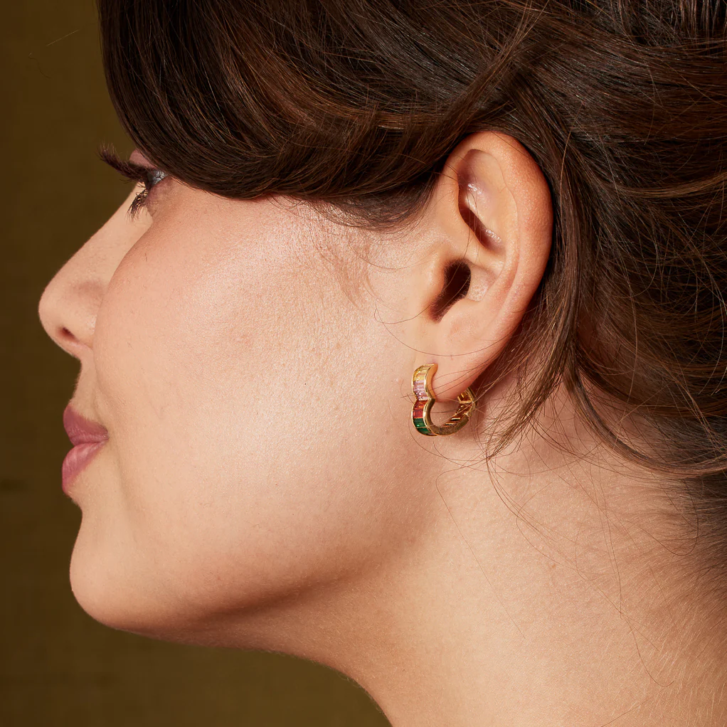 Rainbow Heart Huggie Earrings - Image 4