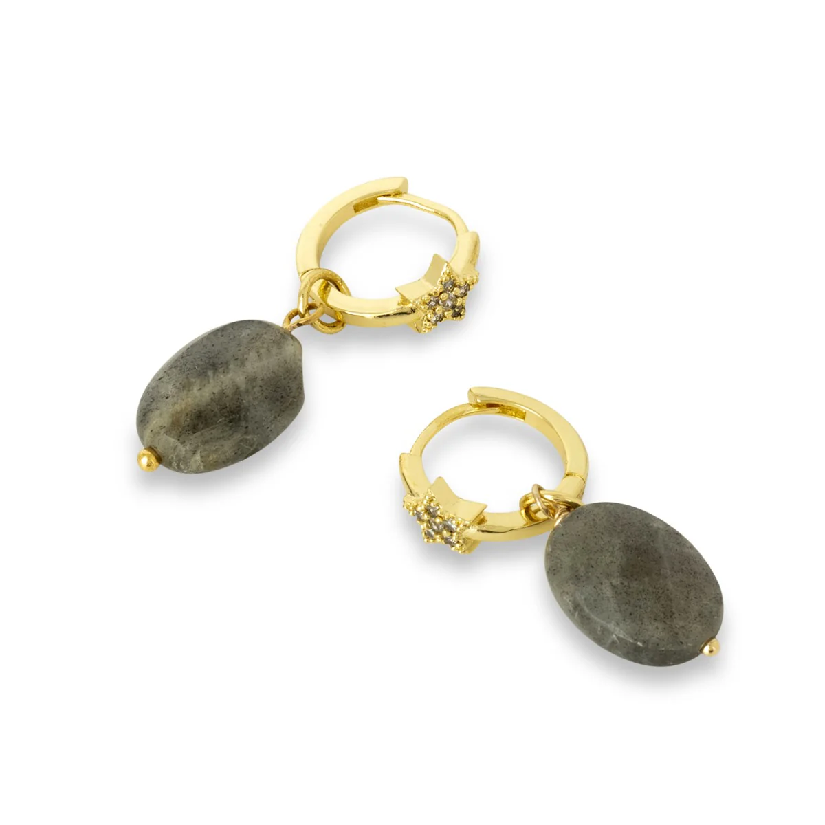 Raven Labradorite Huggies