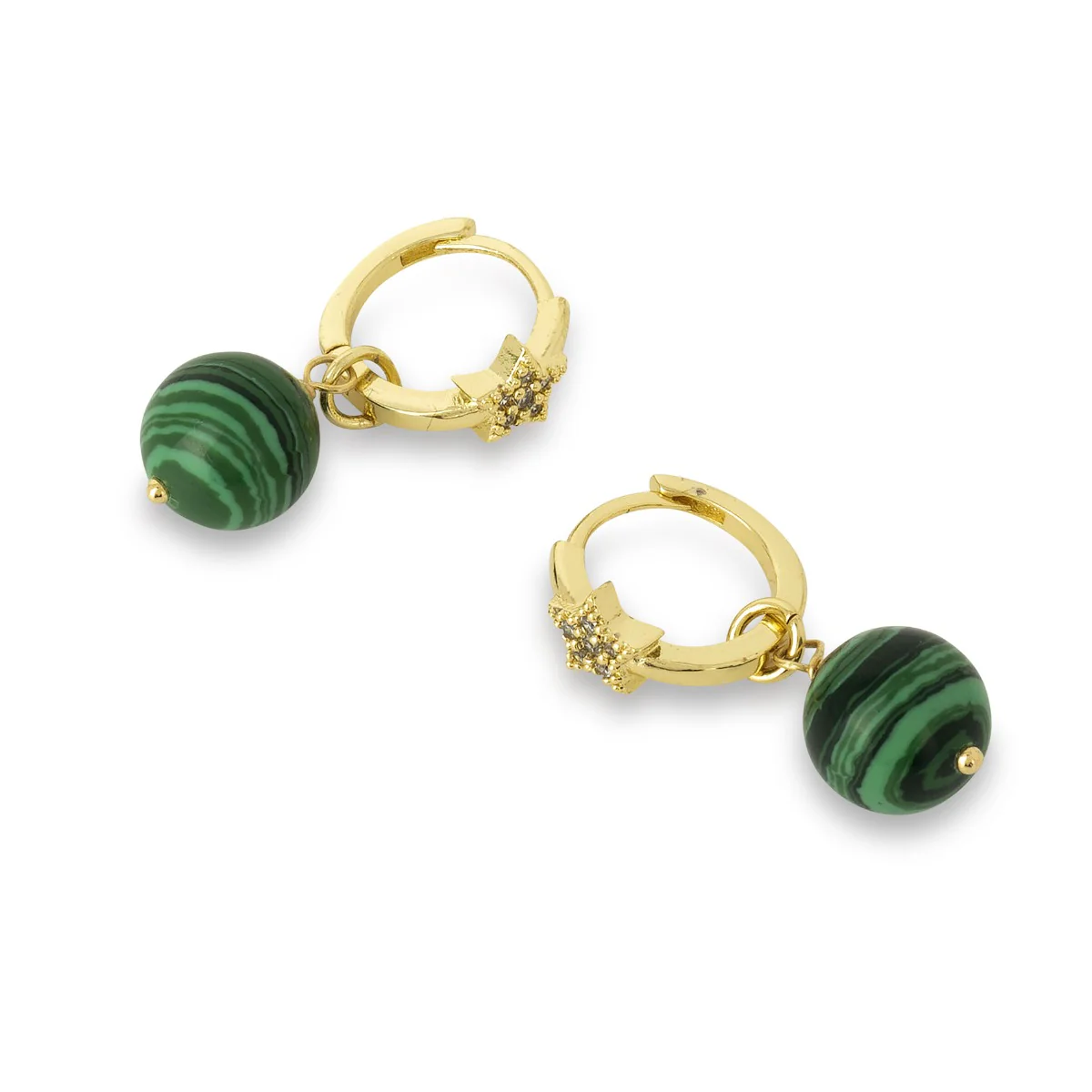 Raven Malachite Huggies