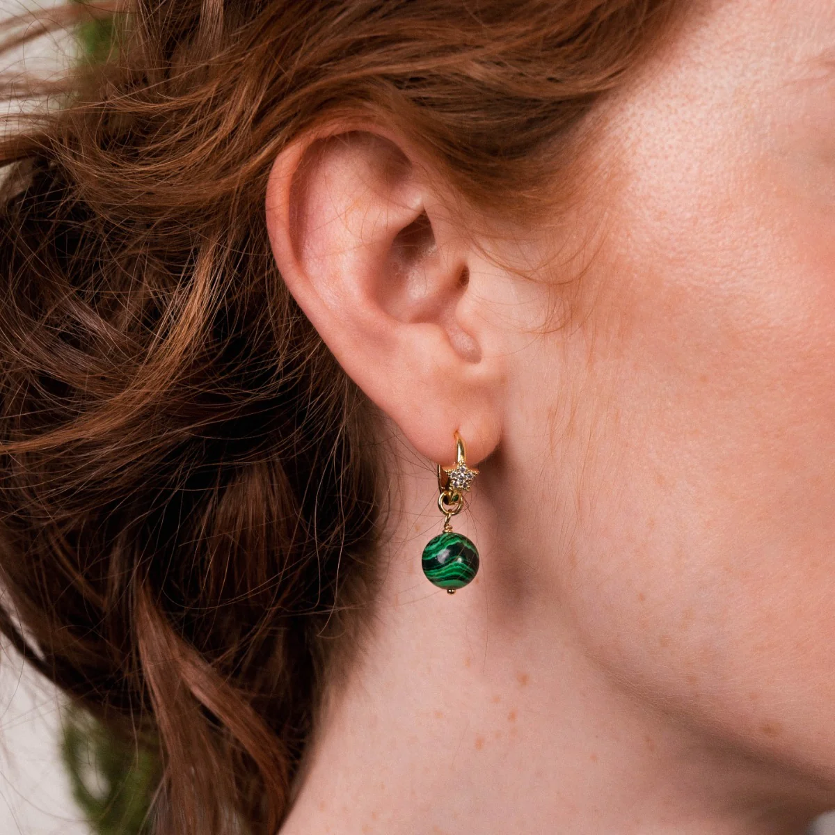 Raven Malachite Huggies - Image 2