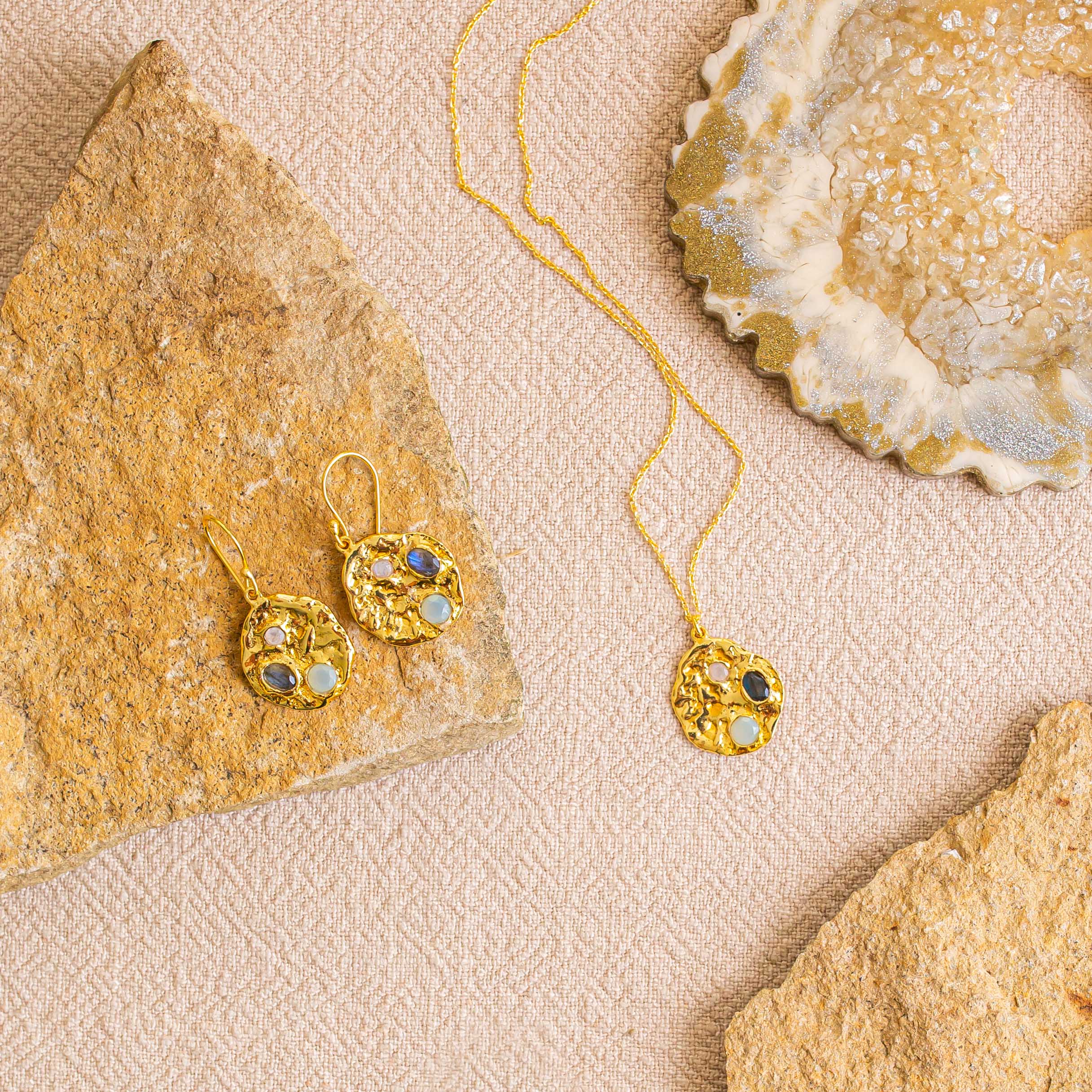 Rhode Gemstone Coin Earrings - Image 2
