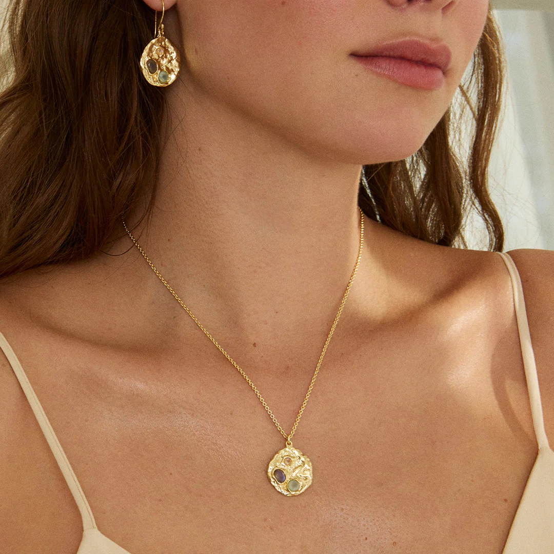 Rhode Gemstone Coin Necklace - Image 2