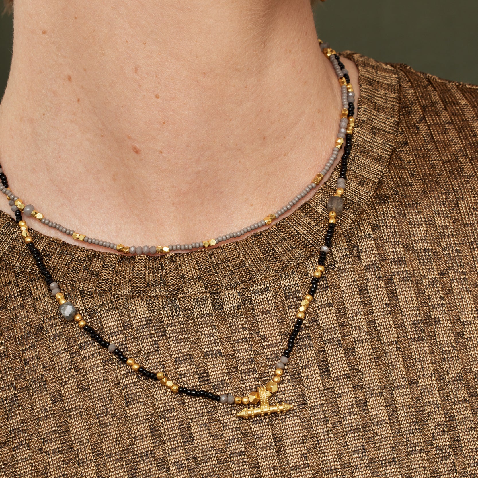 Riley Grey Beaded Necklace - Image 2