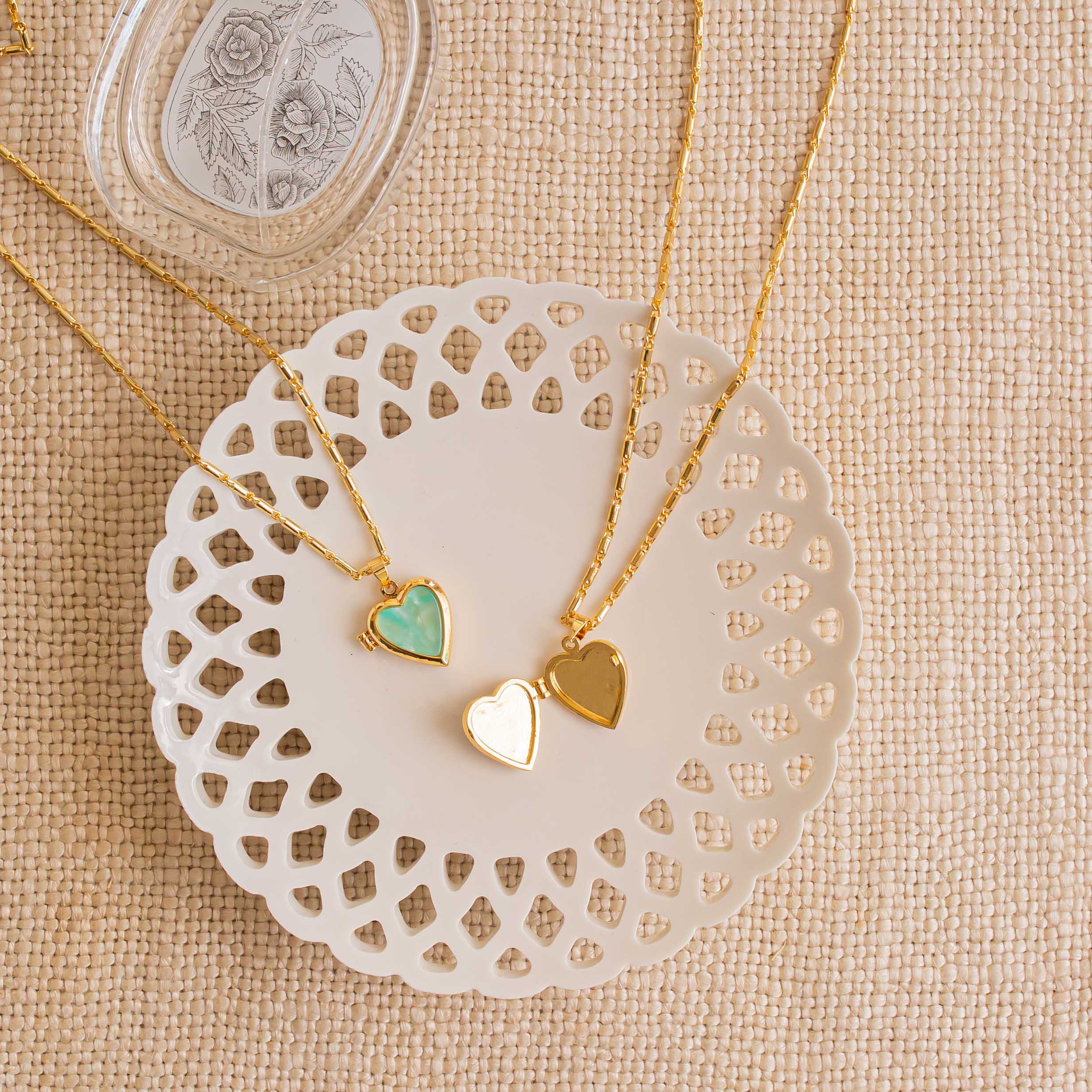 Roxy Aqua Heart Locket Necklace - Image 2