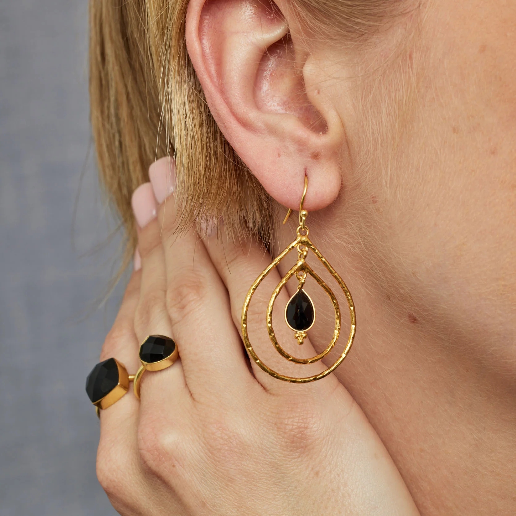 Saskia Black Onyx Earrings - Image 2