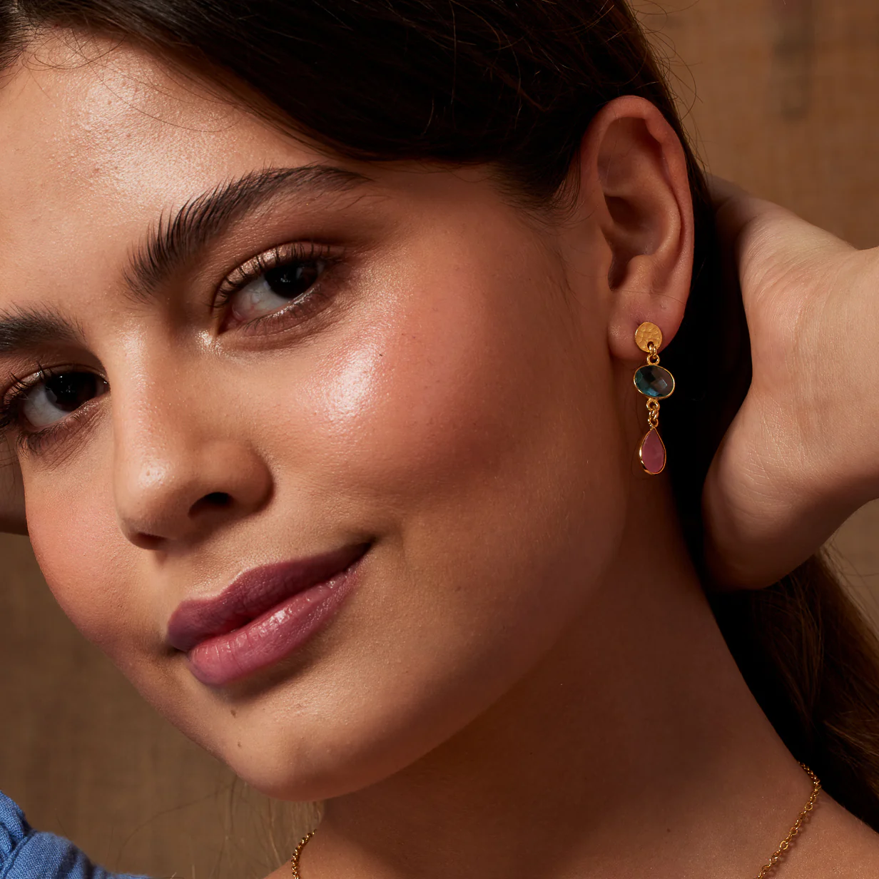 Sia Earrings Pink & Aqua - Image 2