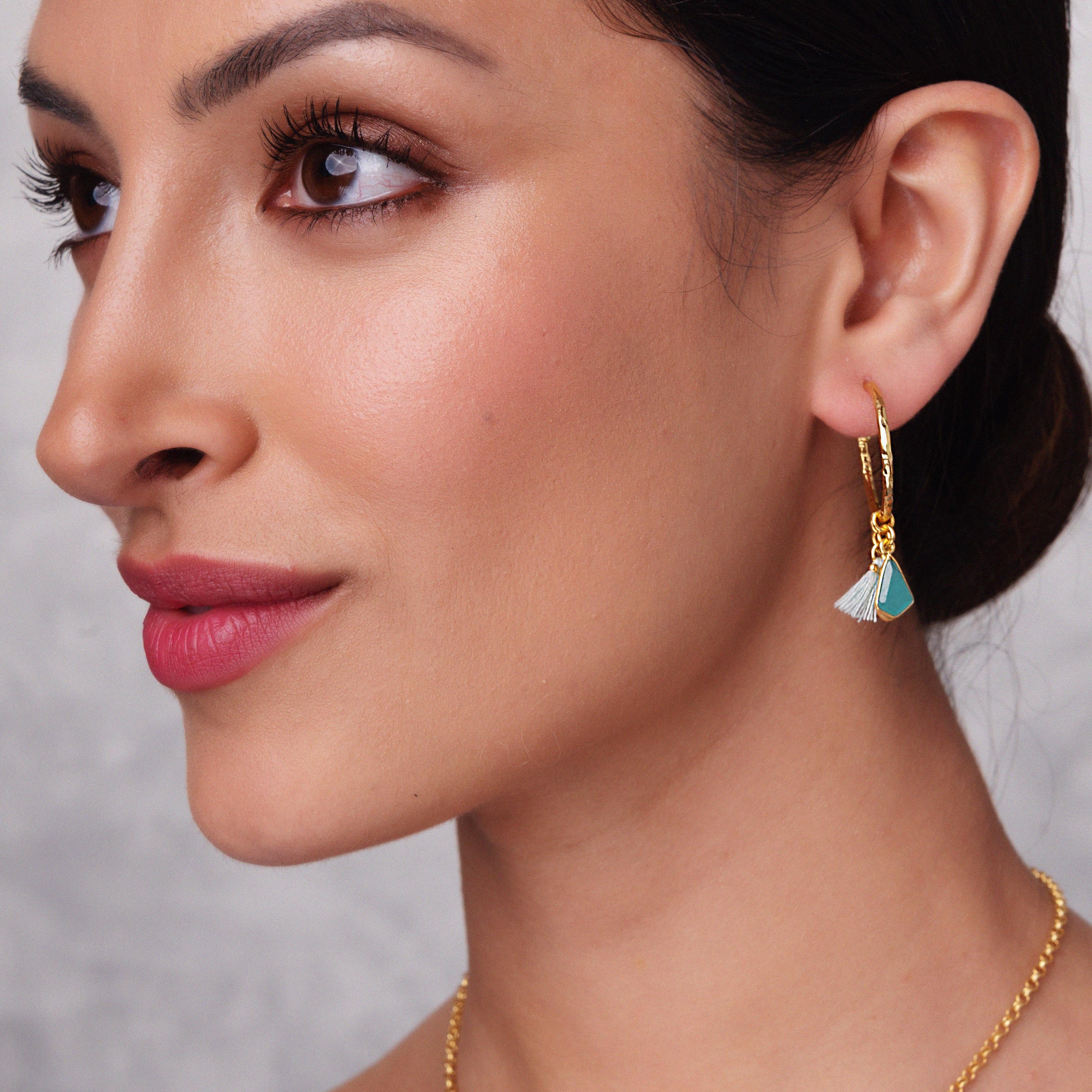Nicky Aqua Small Charm Hoops - Image 2
