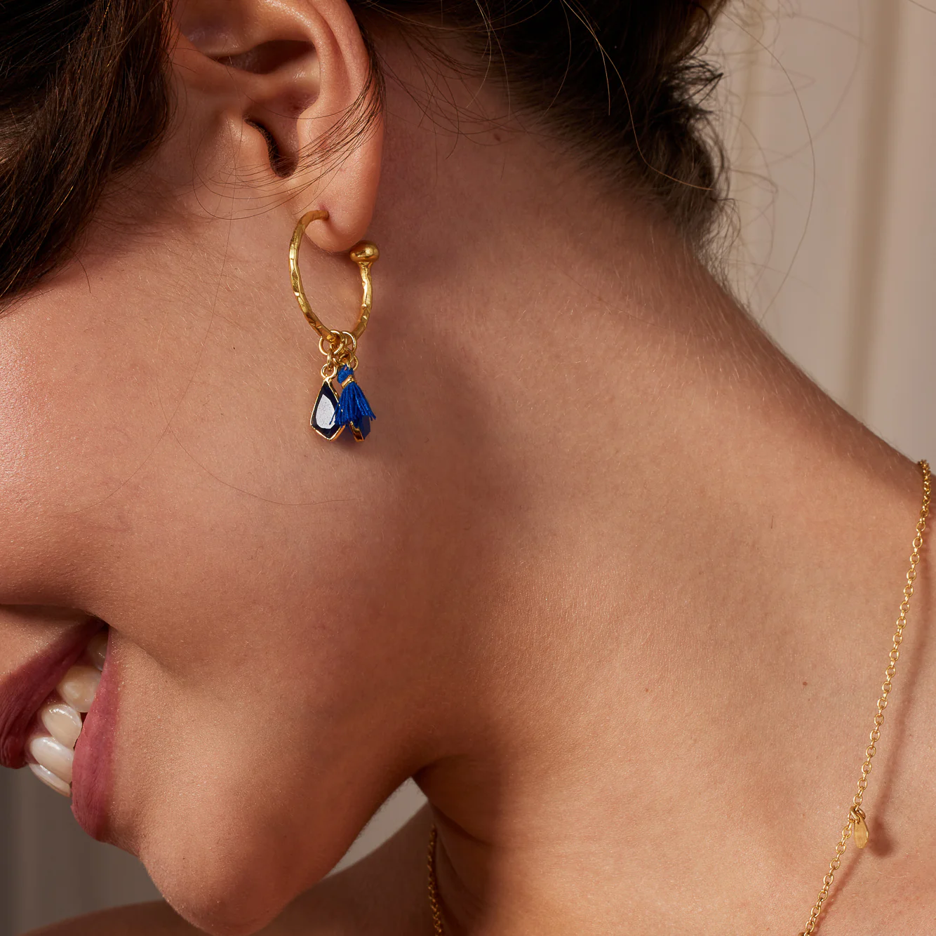 Nicky Navy Small Charm Hoops - Image 2