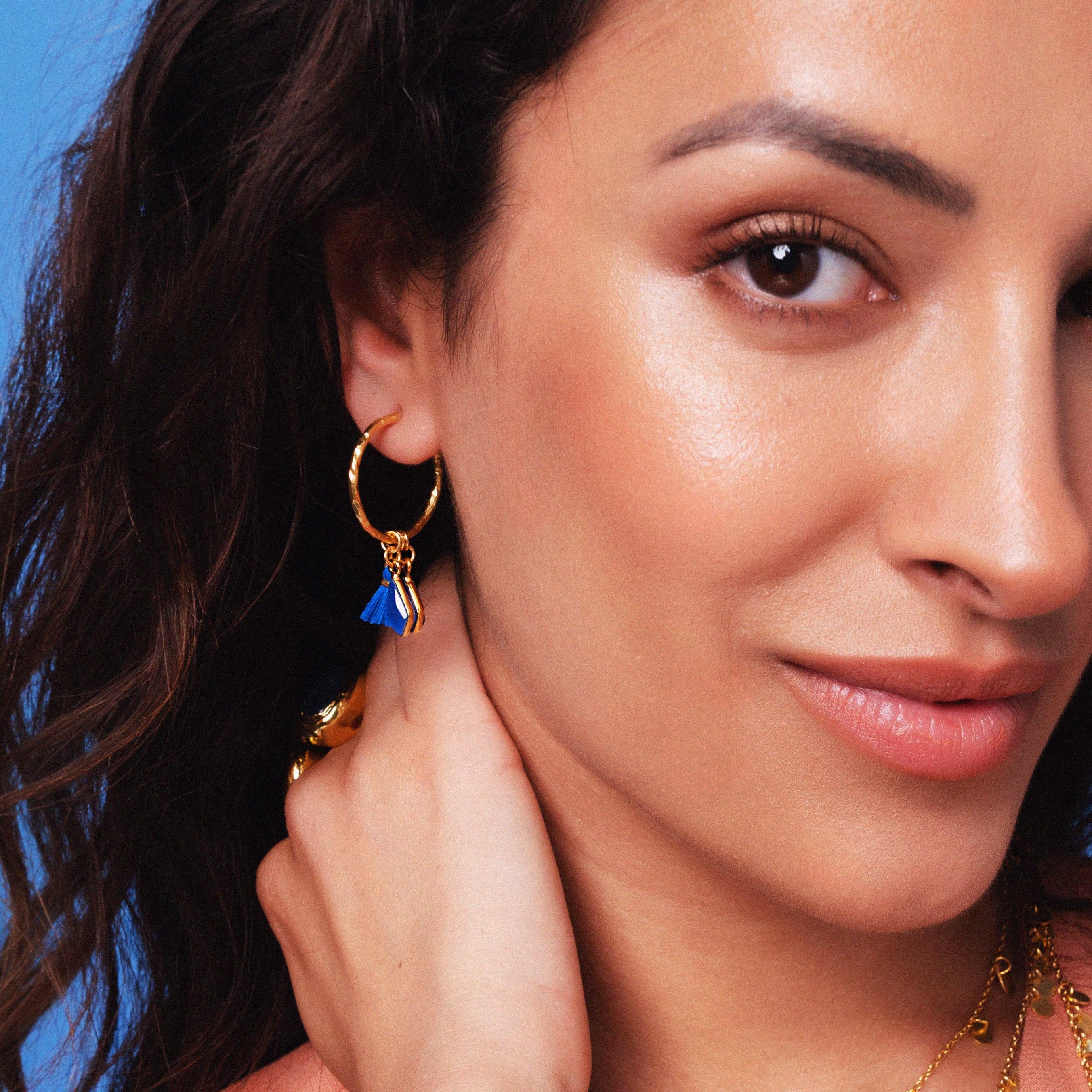Nicky Navy Small Charm Hoops - Image 3