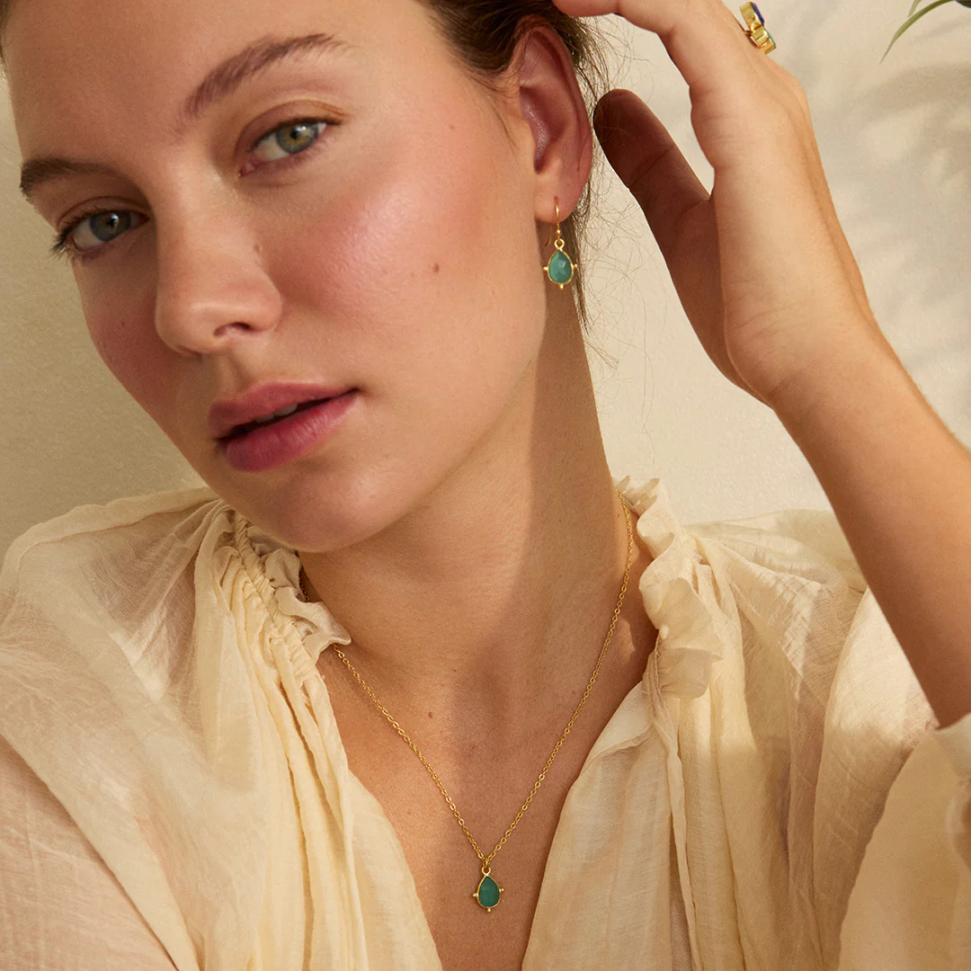 Snowdrop Aqua Chalcedony Necklace - Image 3