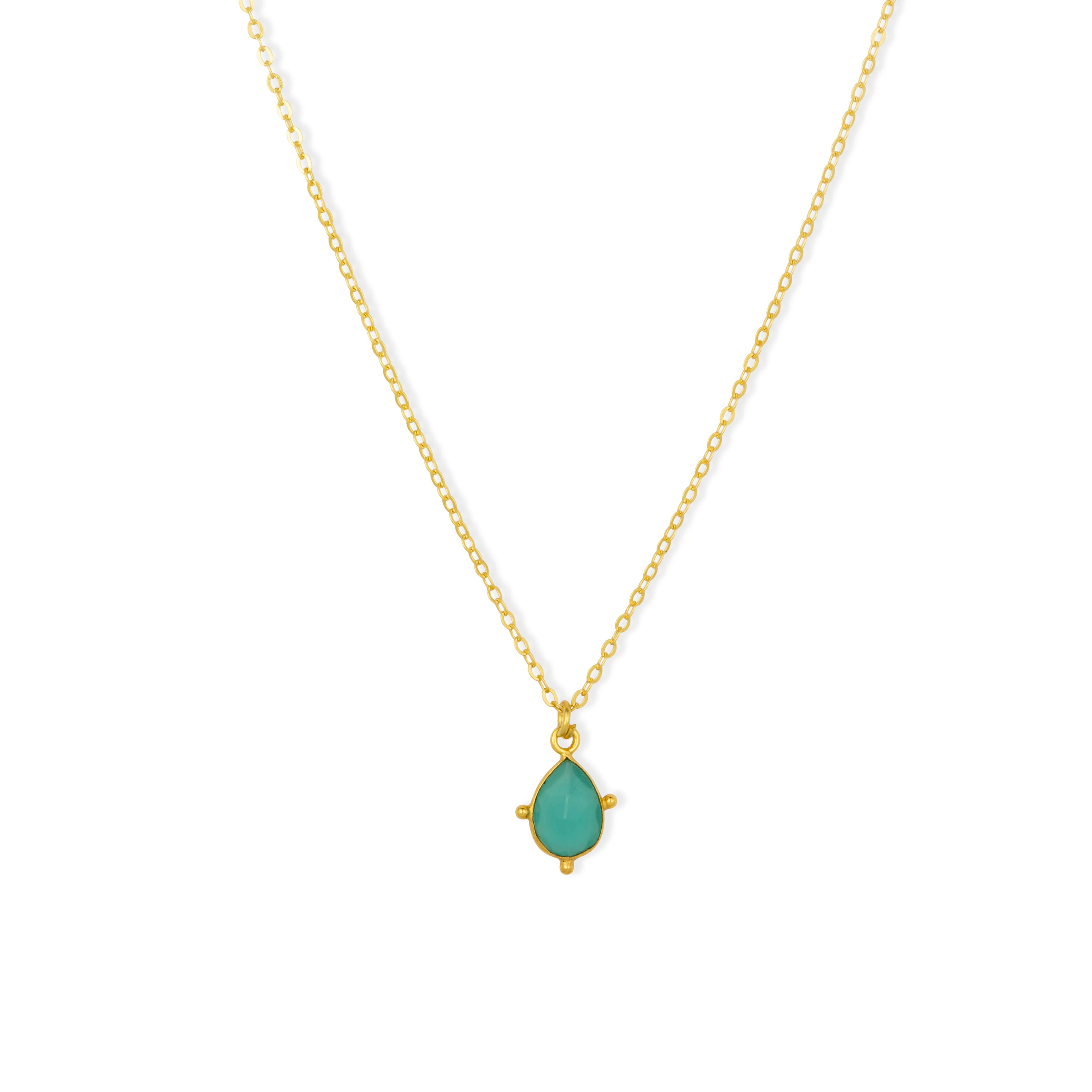 Snowdrop Aqua Chalcedony Necklace