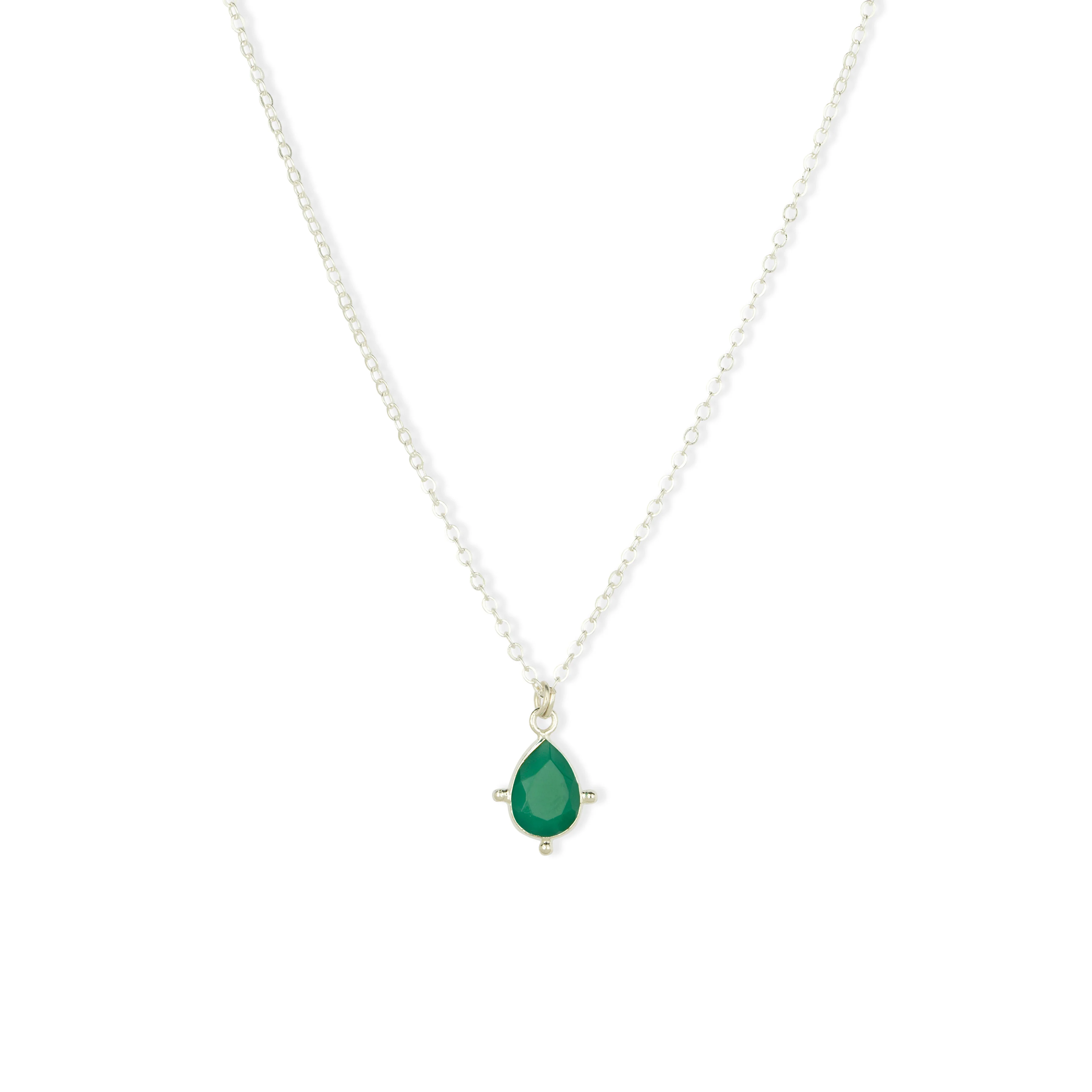 Snowdrop Silver Green Onyx Necklace