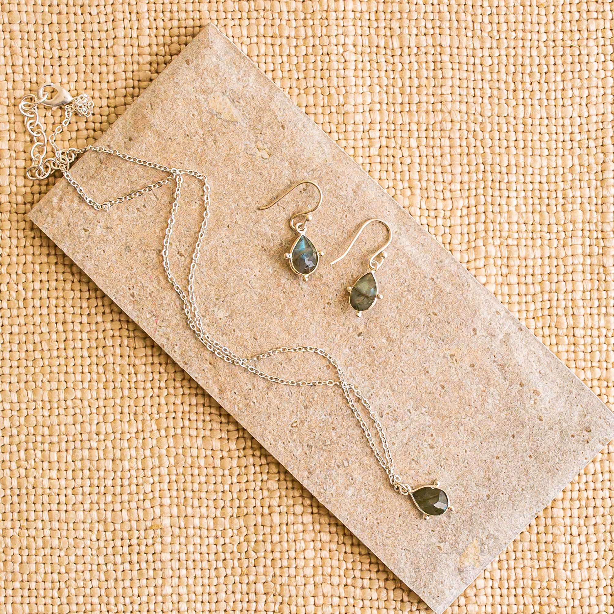 Snowdrop Silver Labradorite Earrings - Image 2