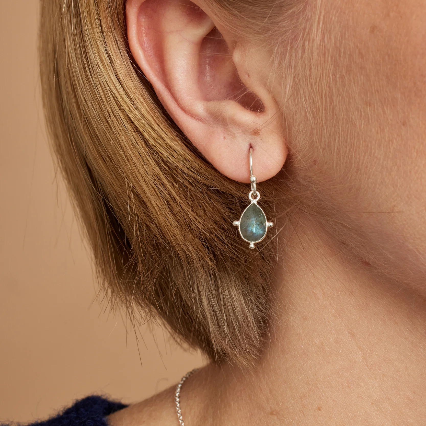 Snowdrop Silver Labradorite Earrings - Image 3