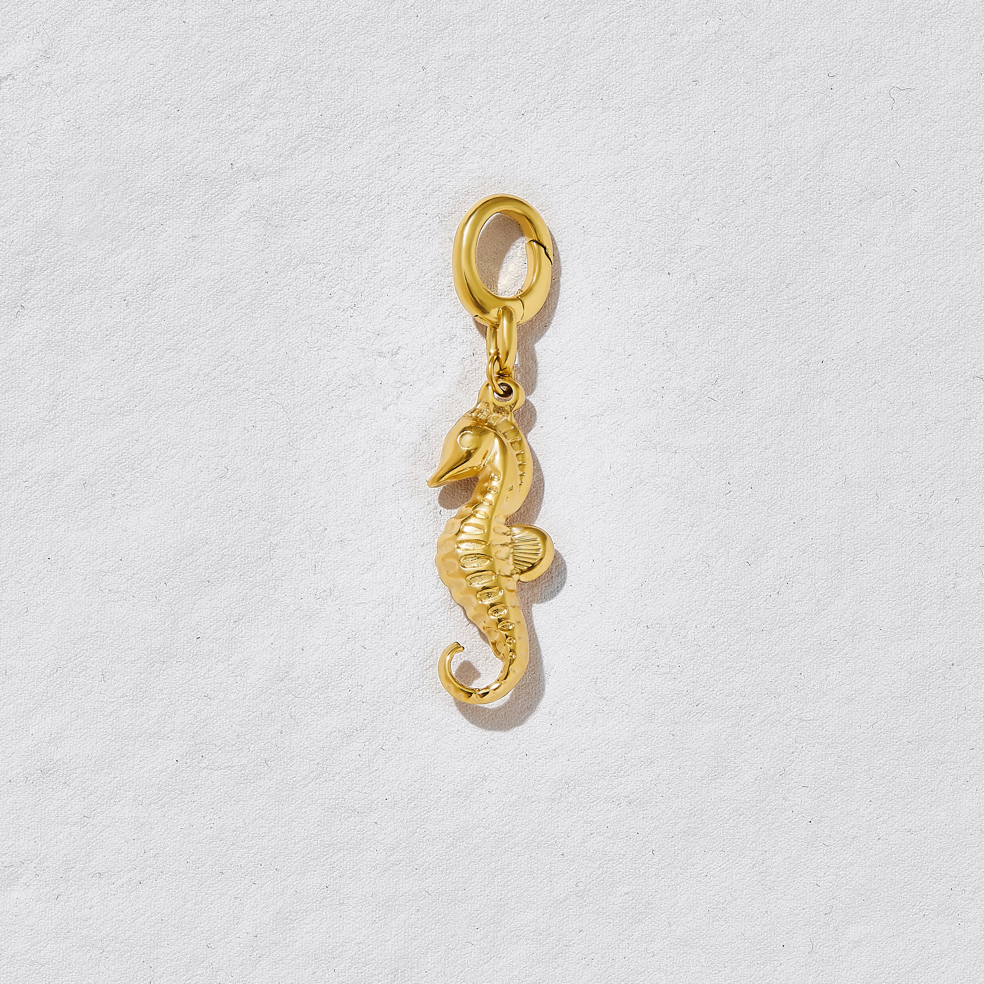 Stormy Gold Seahorse Charm