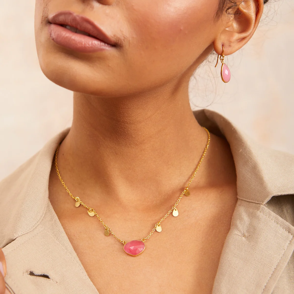 Summer Necklace Pink Jade - Image 2