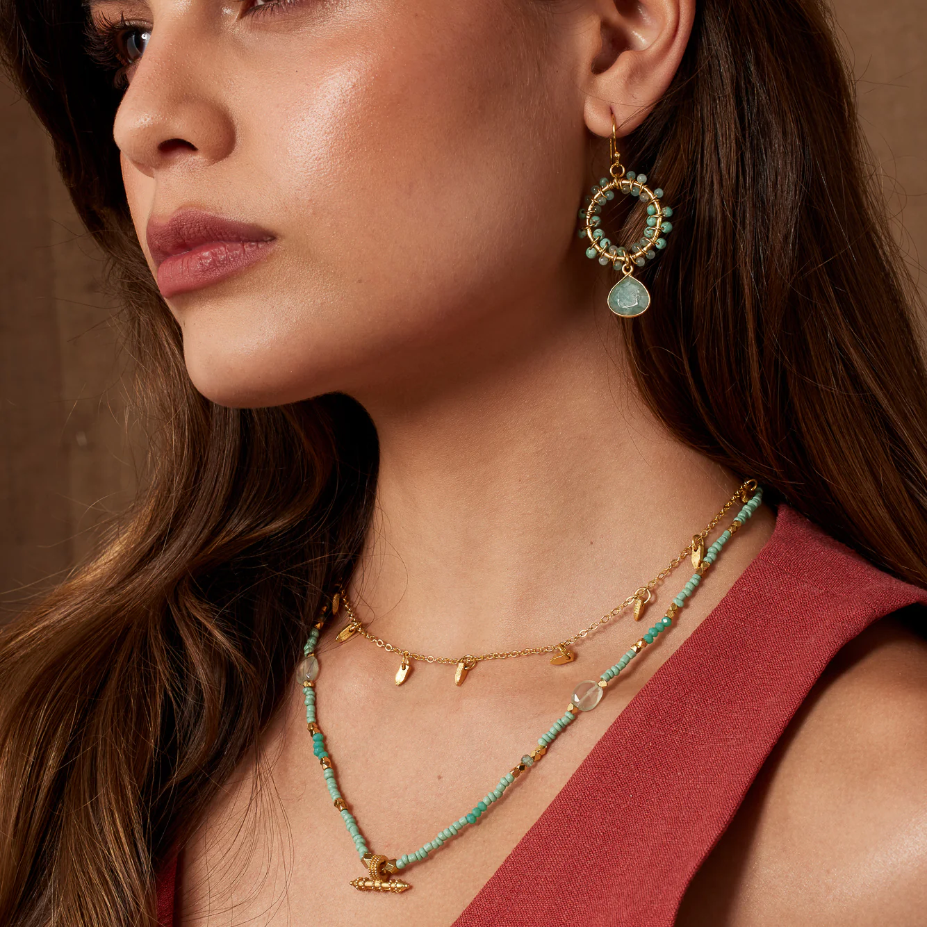 Talia Beaded Earrings Amazonite - Image 2