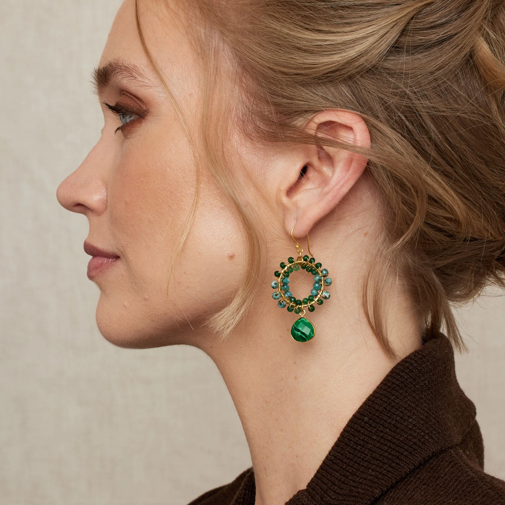 Talia Earrings Malachite Green - Image 2
