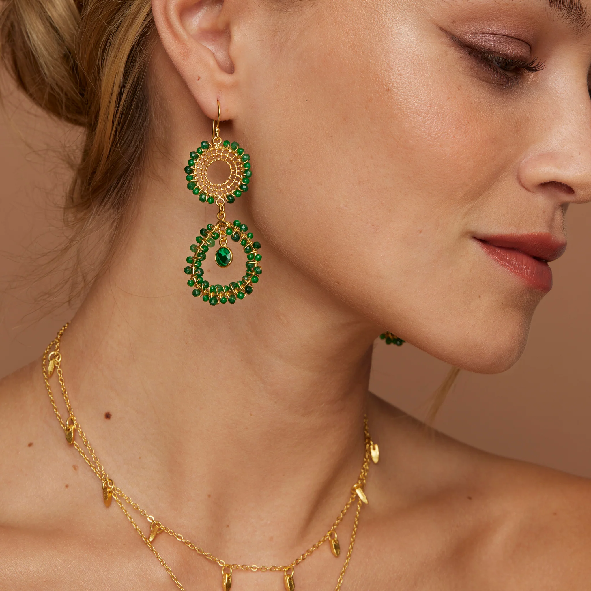 Tate Earrings Dark Green - Image 2