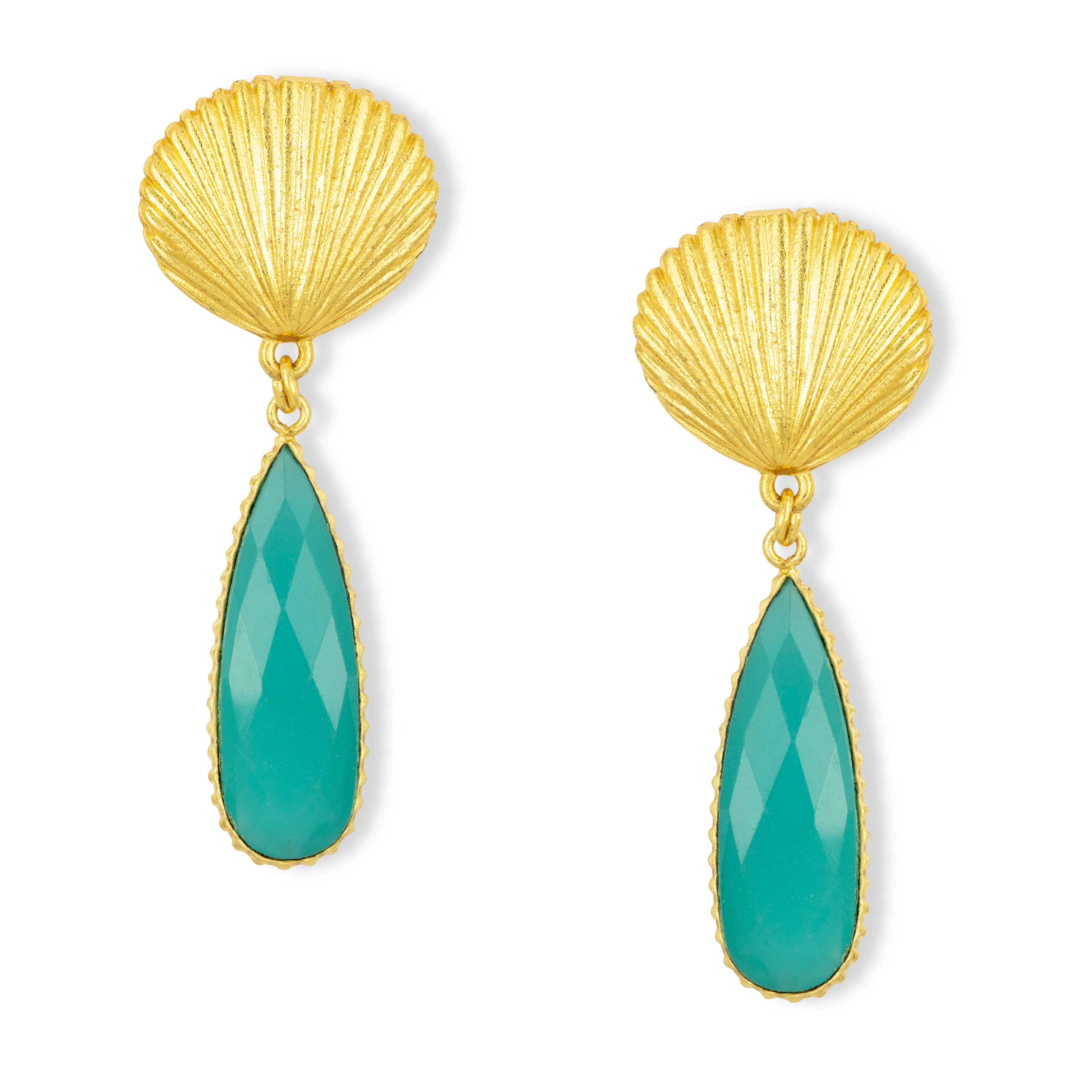 Tria Shell Aqua Earrings