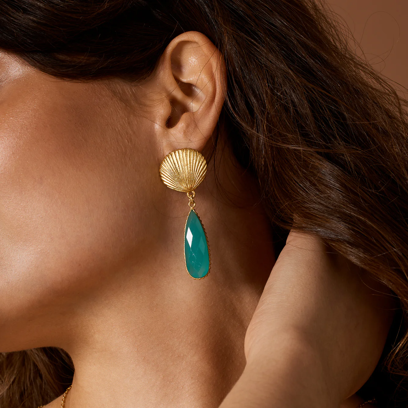 Tria Shell Aqua Earrings - Image 2