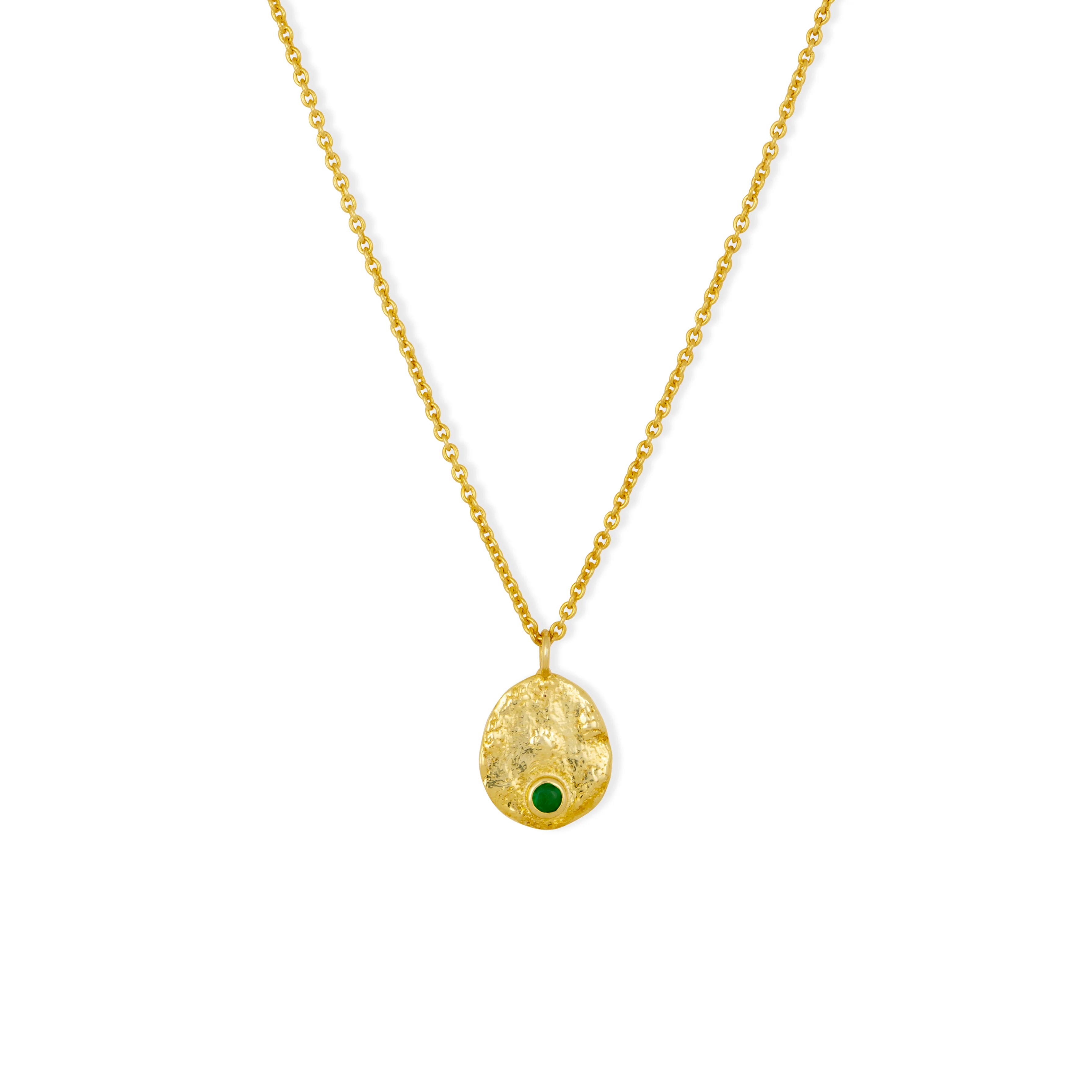 Venice Gold Coin Necklace Green