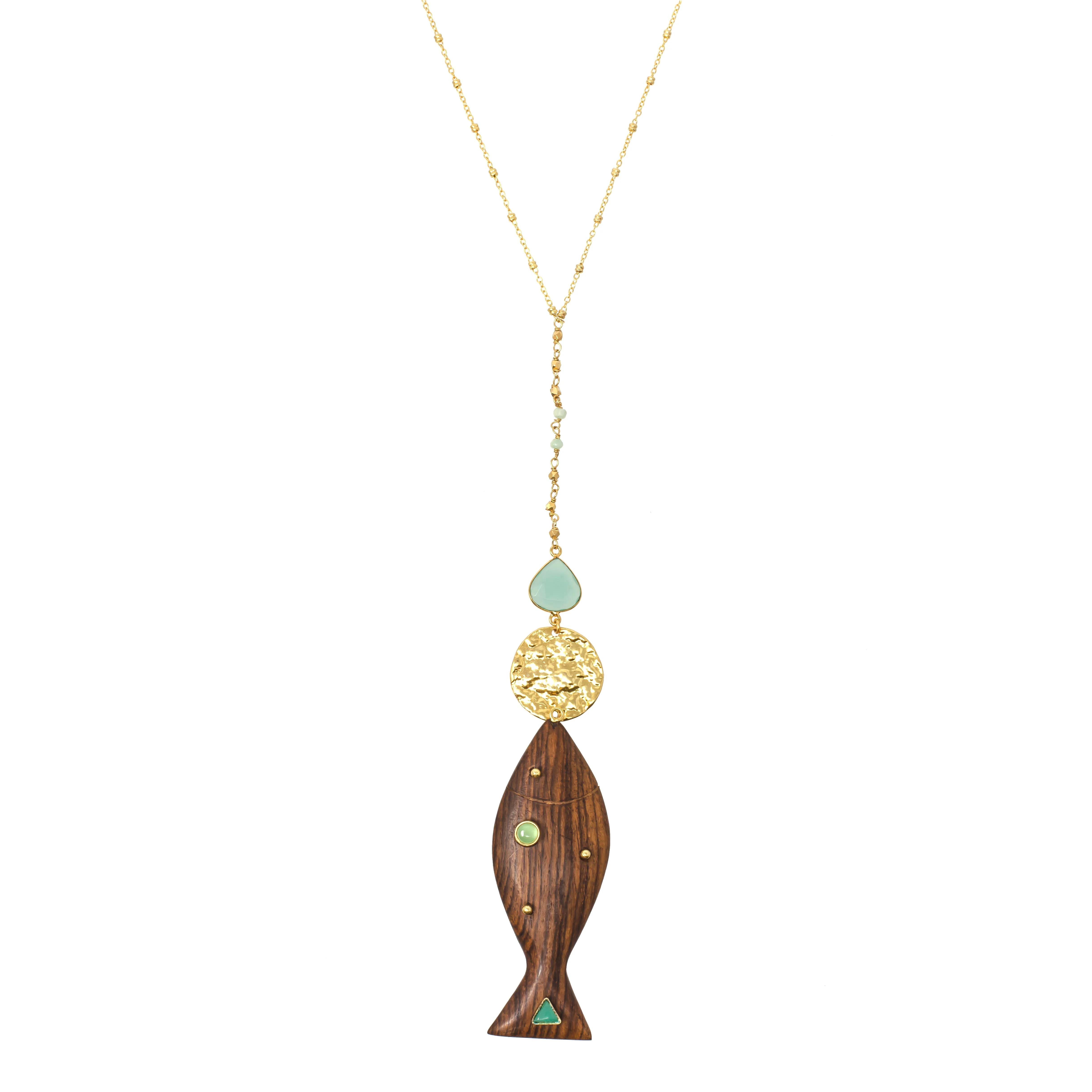 Wooden Fish Long Necklace
